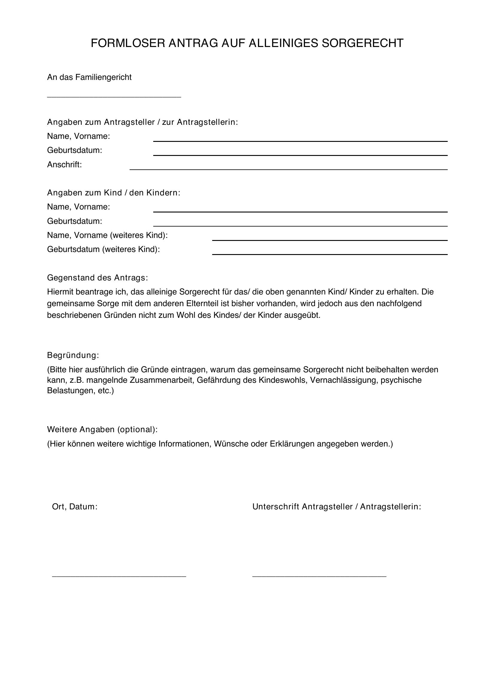 Alleiniges Sorgerecht Beantragen Kein Kontakt Zum Vater