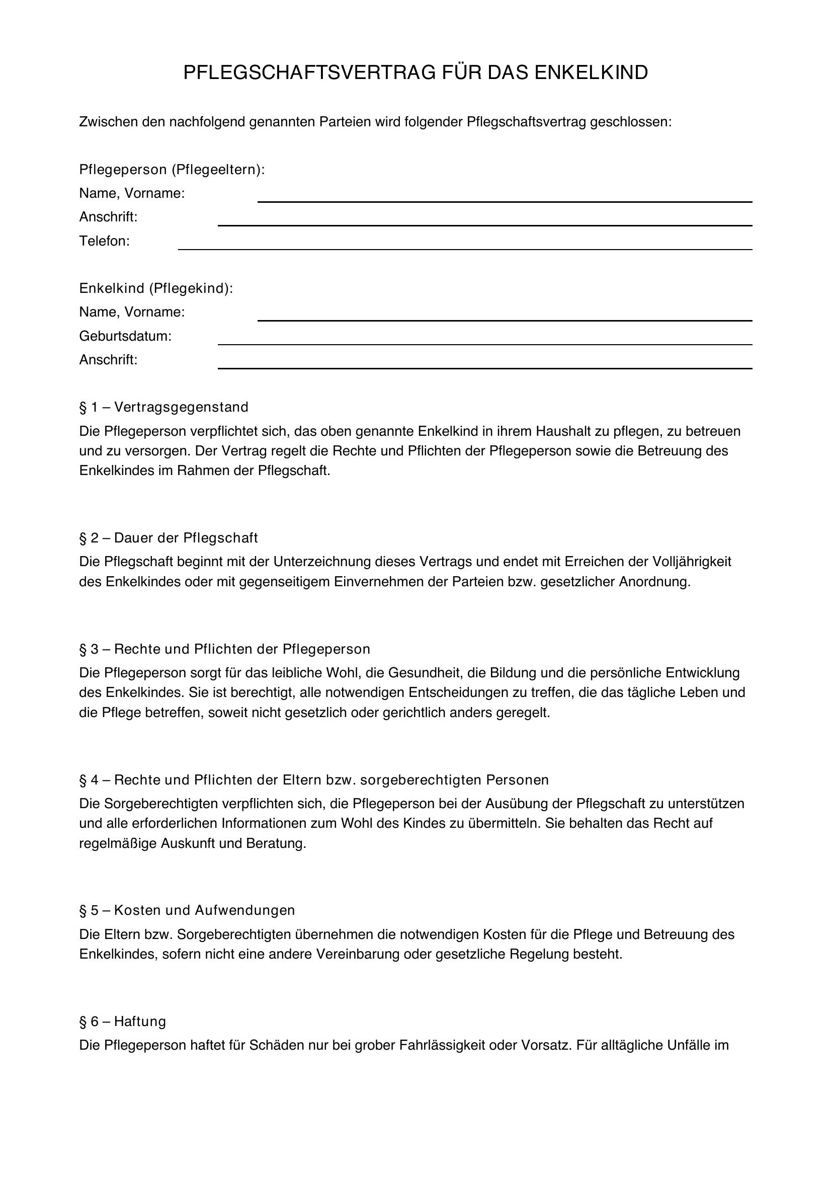 Pflegschaft Für Enkelkind